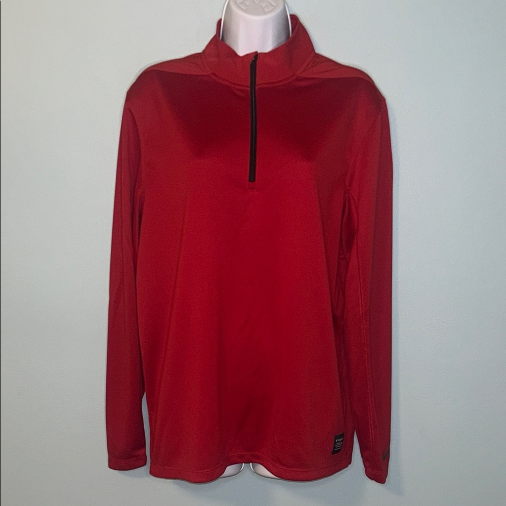 Men’s Nike Red Golf Dri-Fit Long sleeve Zip Neck Pullover, Medium